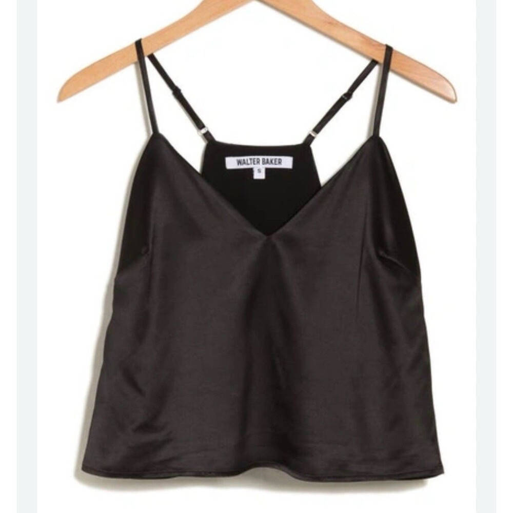 Walter Baker Hollis Satin Cami Tank Top In Black Sz XL New